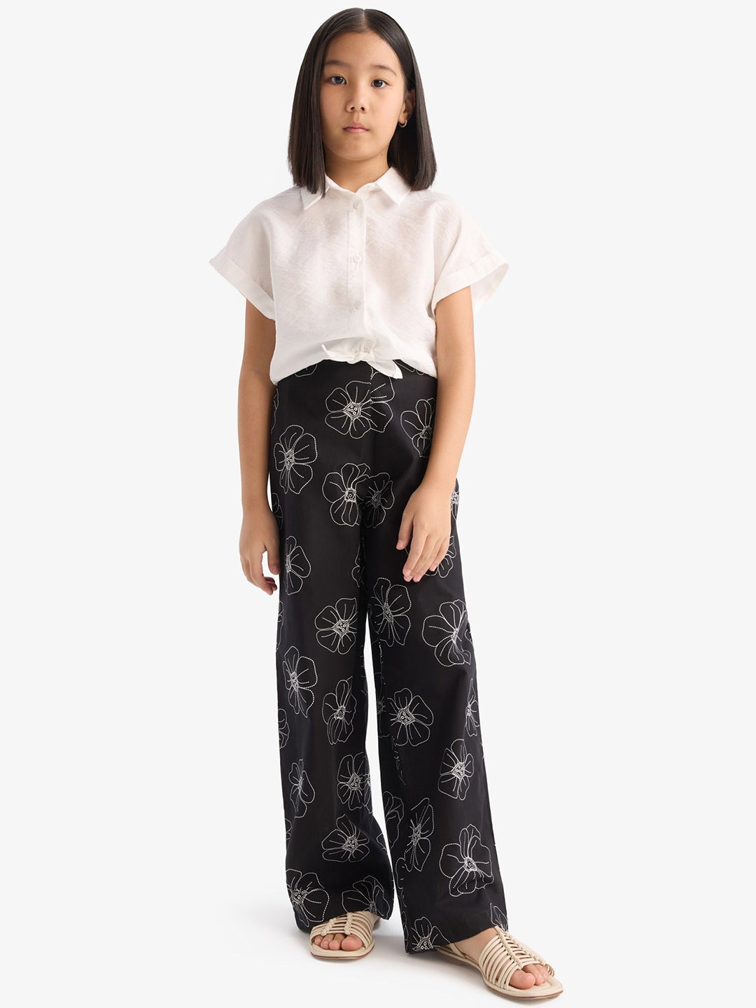 

DeFacto Girls Floral Printed Trousers, Na