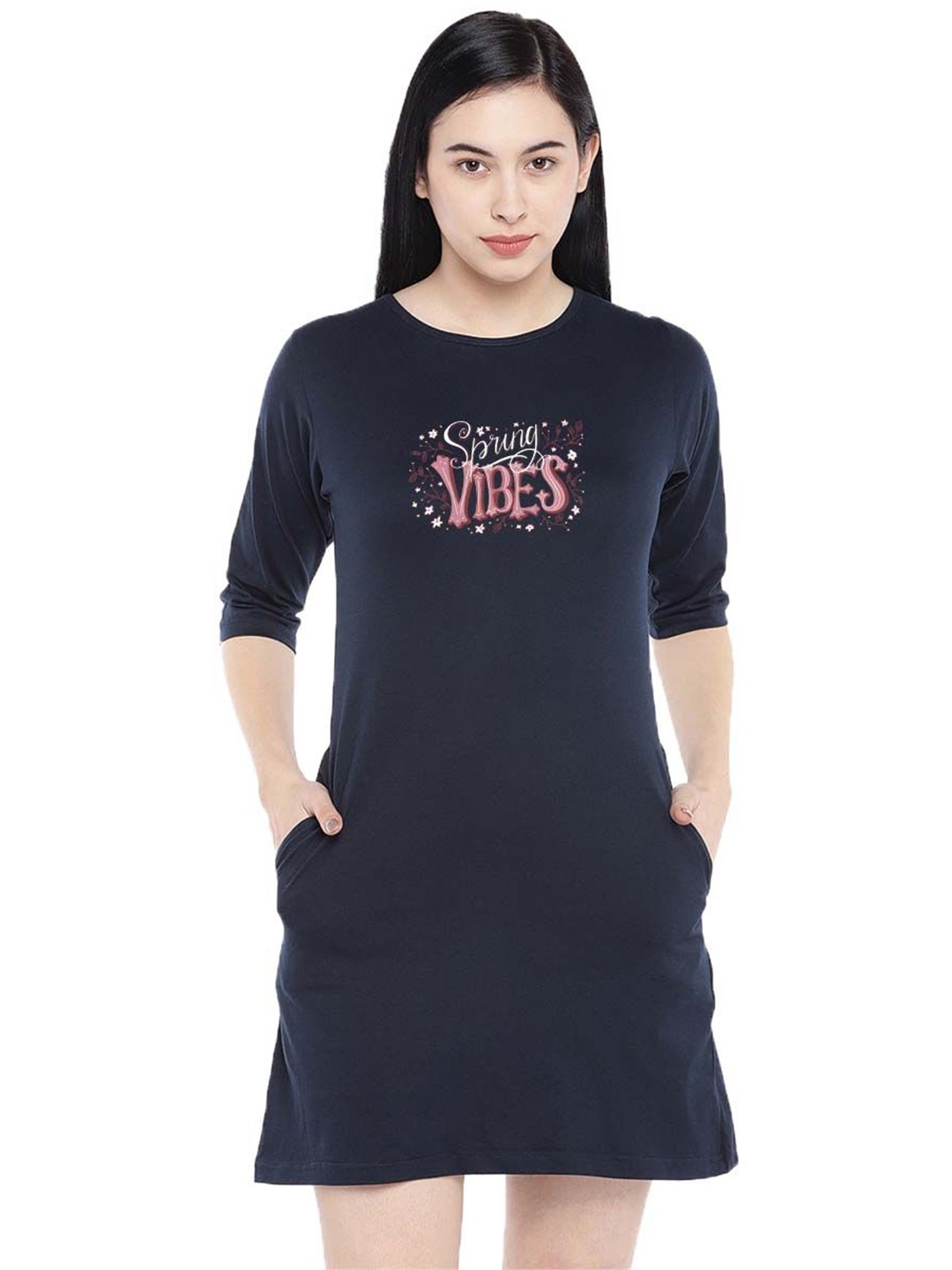 

Moda Rapido Print T-shirt Dress, Navy blue