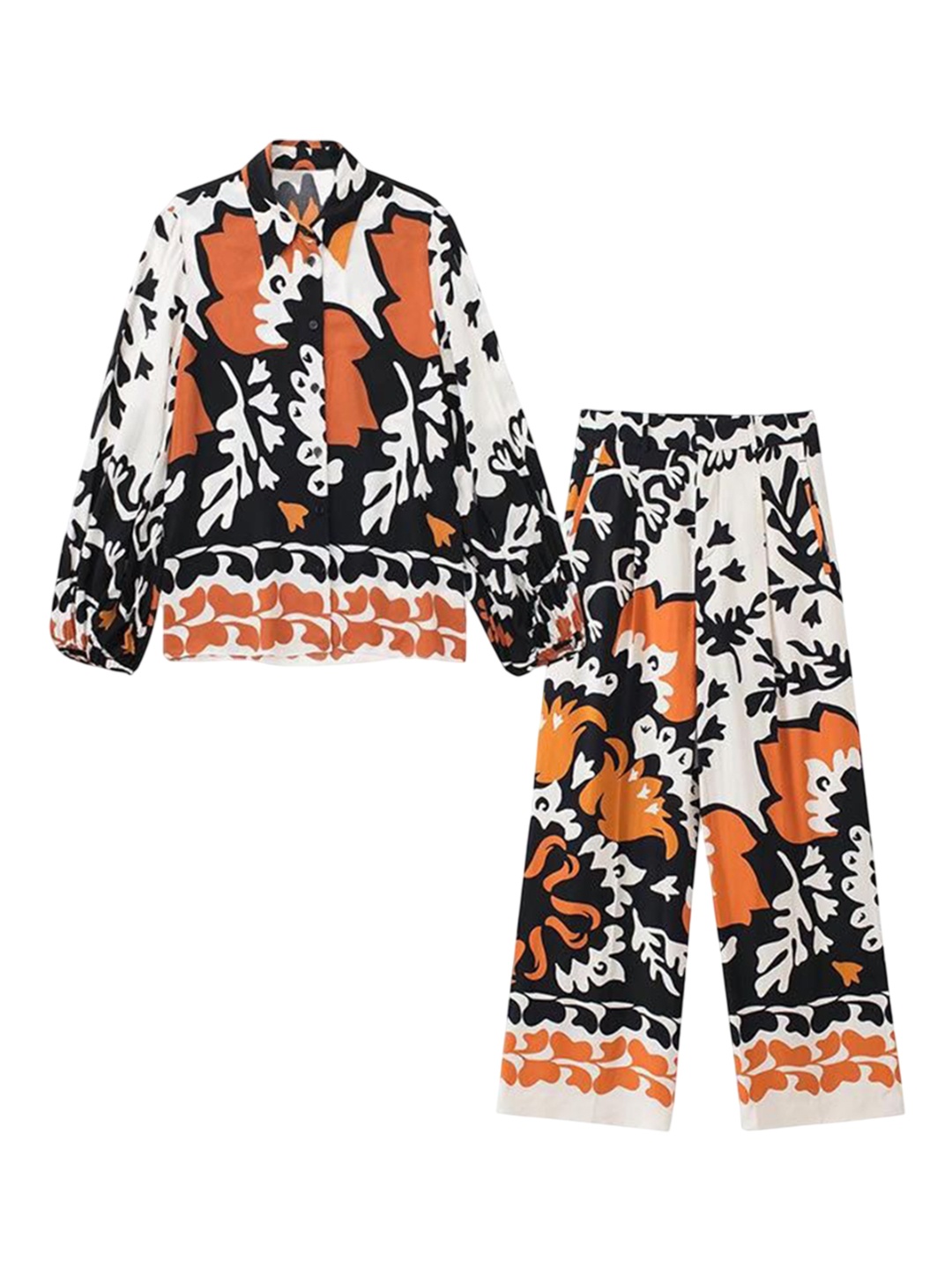 

PANKH Printed Pure Cotton Shirt With Trousers Co-Ords, White