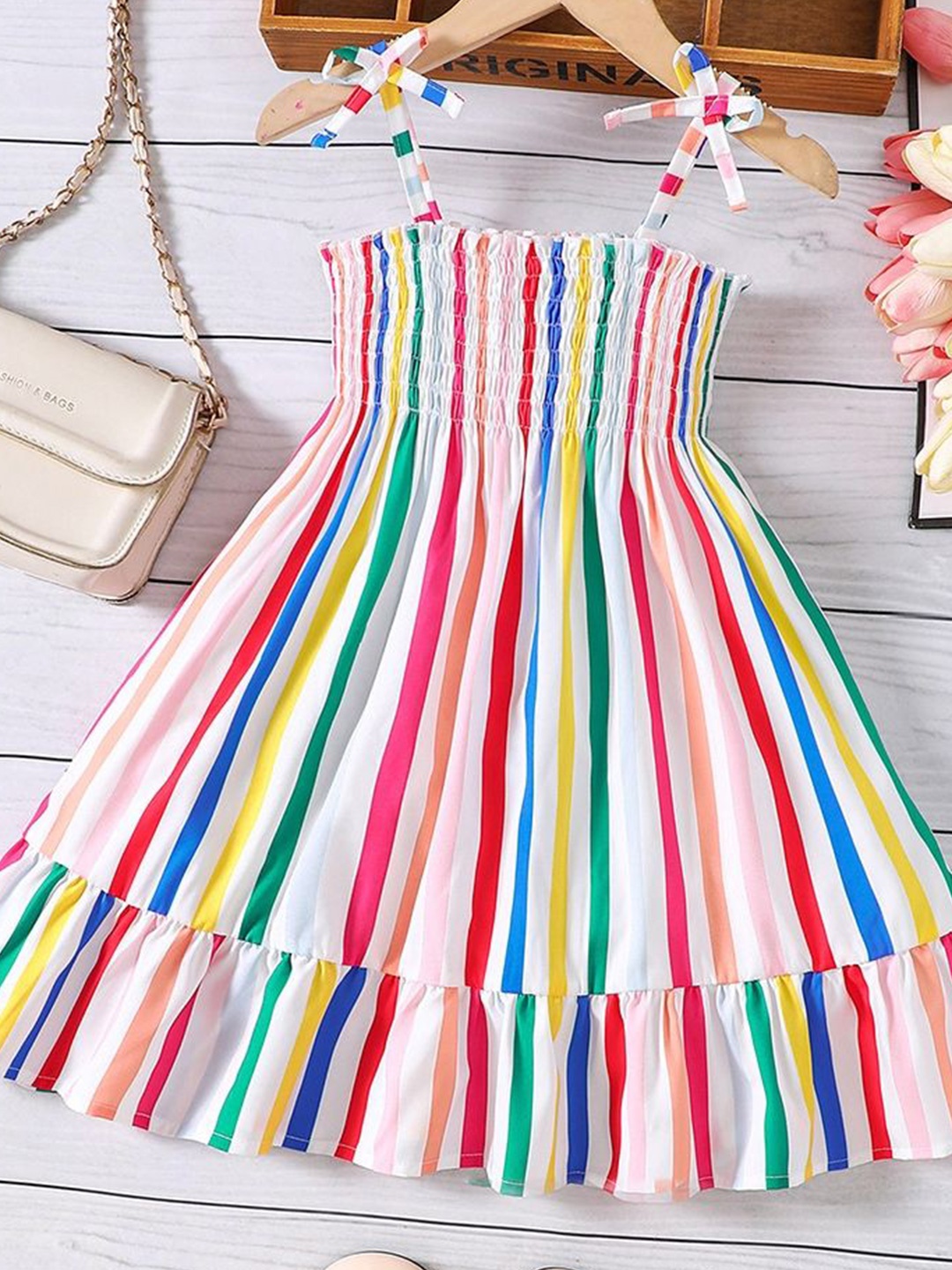 

LULU & SKY Striped Fit & Flare Midi Dress, Pink