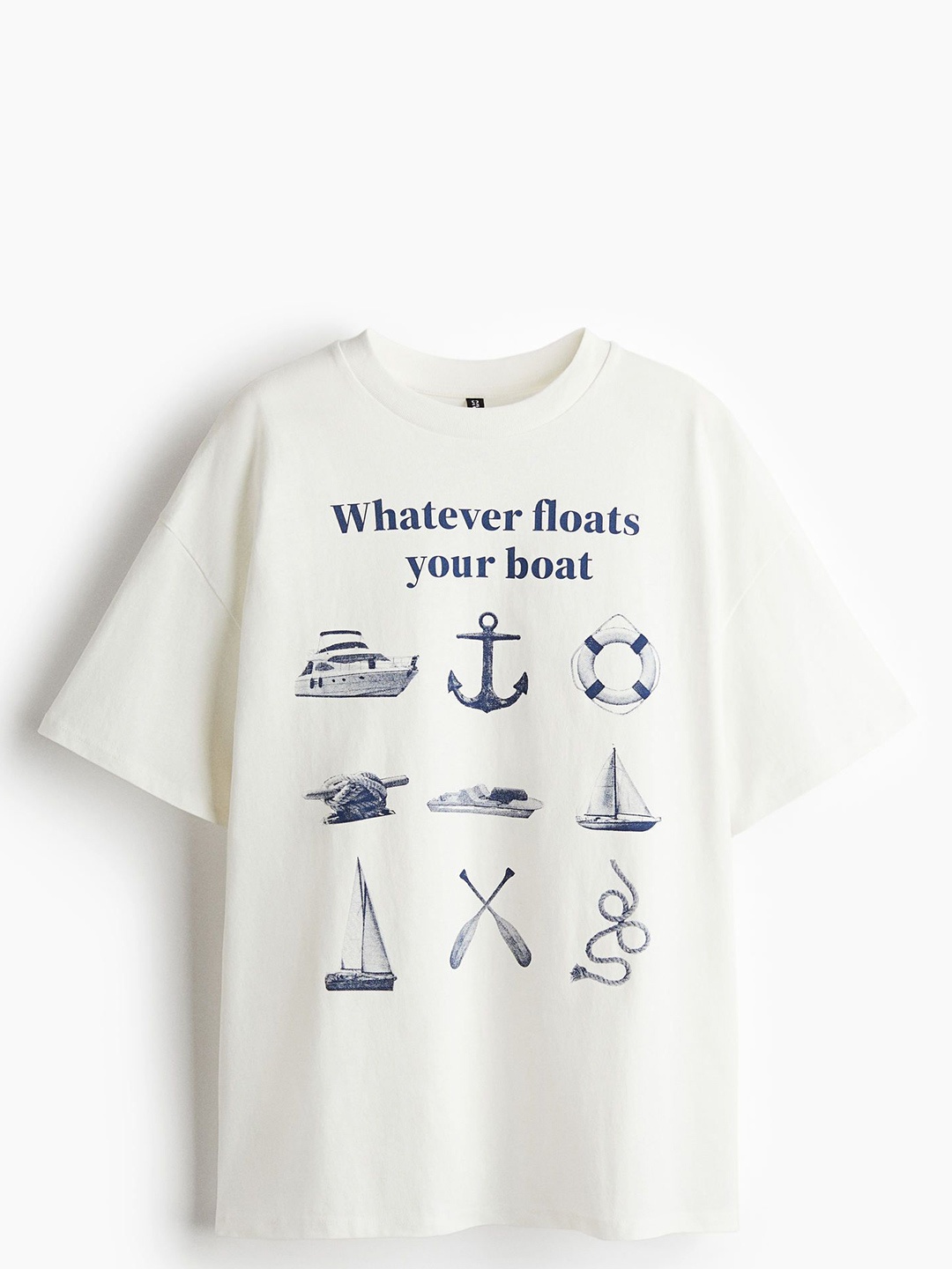 

H&M Oversized Motif-Detail T-shirt, White