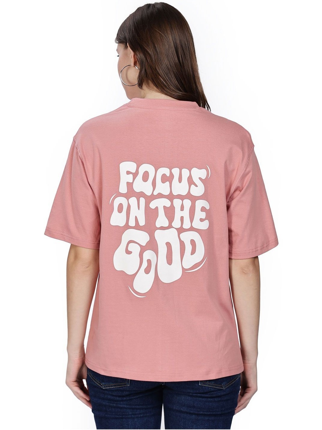 

B BLUBERYL - Comfort Inside Out Women Typography Printed Raw Edge T-shirt, Coral