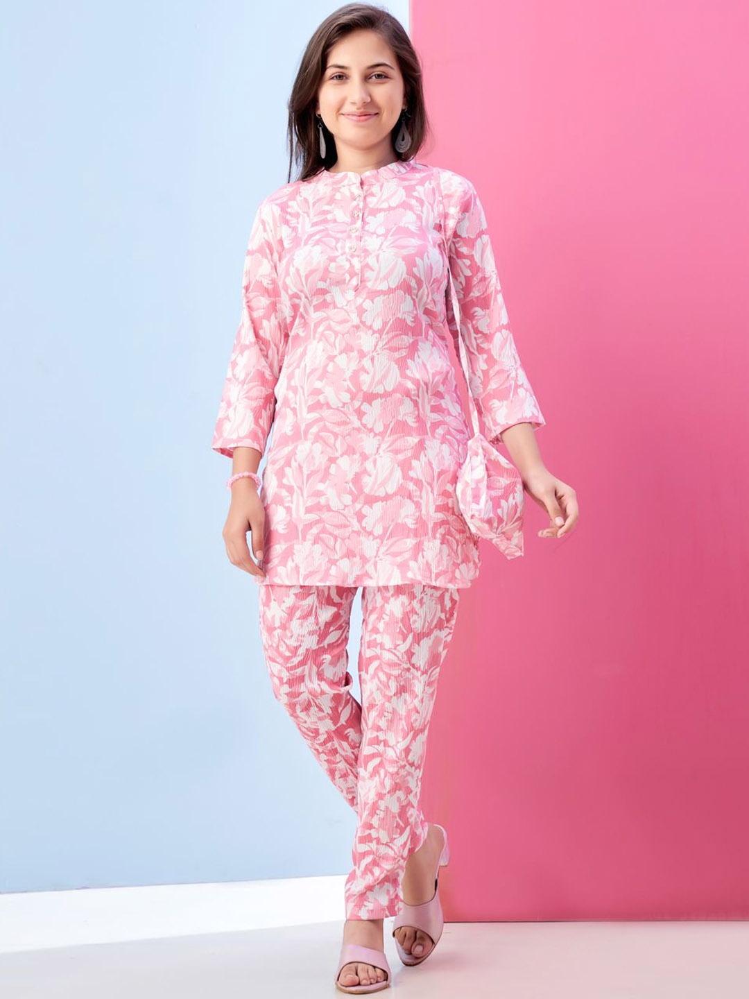 

Aarika Printed Tunic with Trousers, Pink