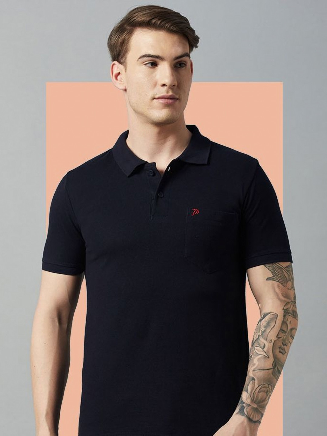 

Promount Men Polo Collar Pockets T-shirt, Navy blue