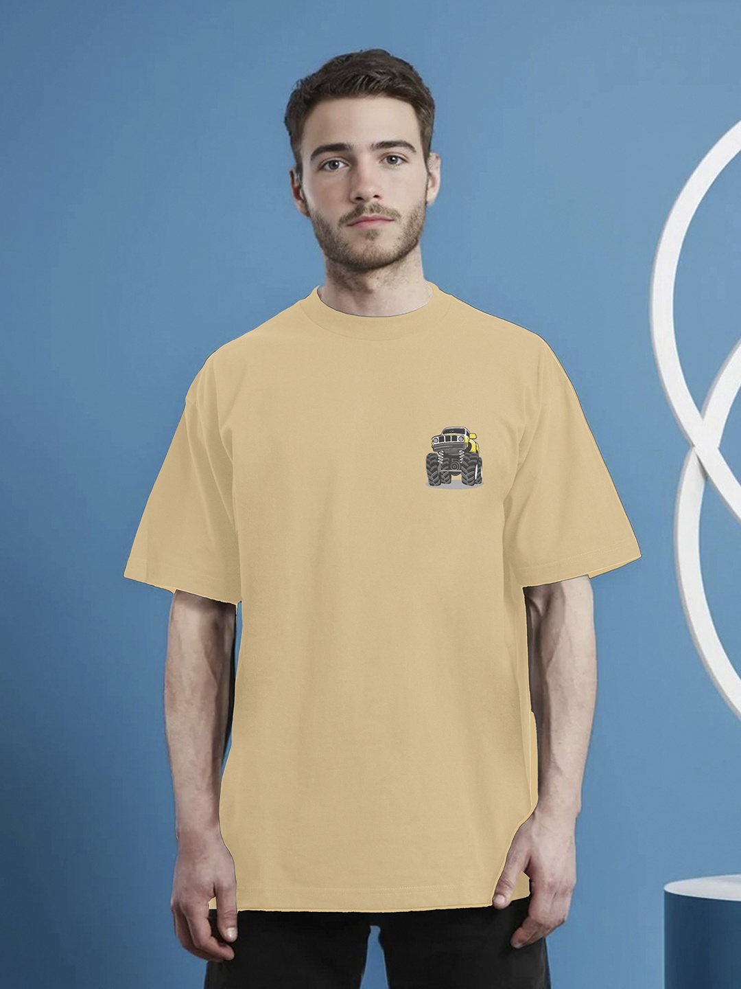 

Moda Rapido Men Printed Applique T-shirt, Skin