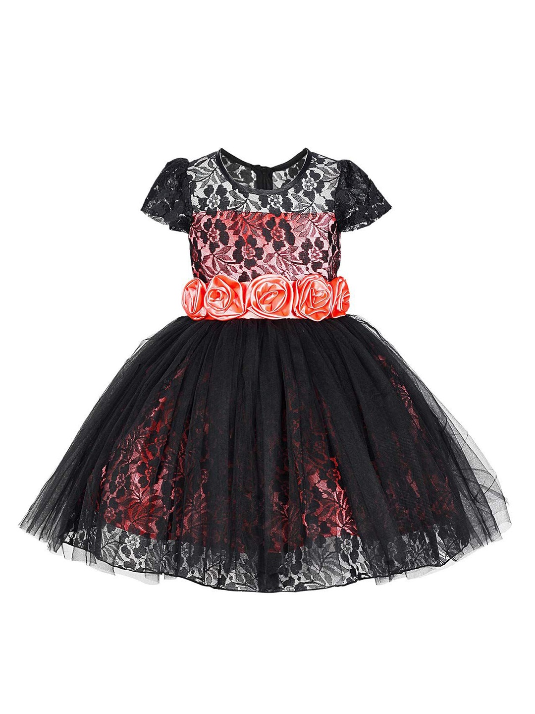 

Wow Princess Cape Sleeve Net A-Line Dress, Black