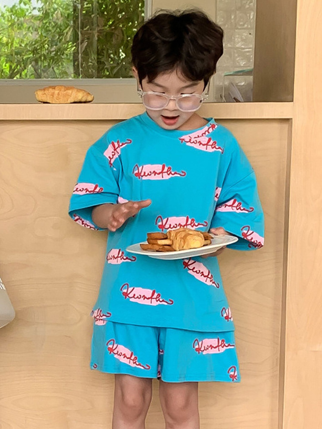 

LULU & SKY Boys Printed T-shirt with Shorts, Blue