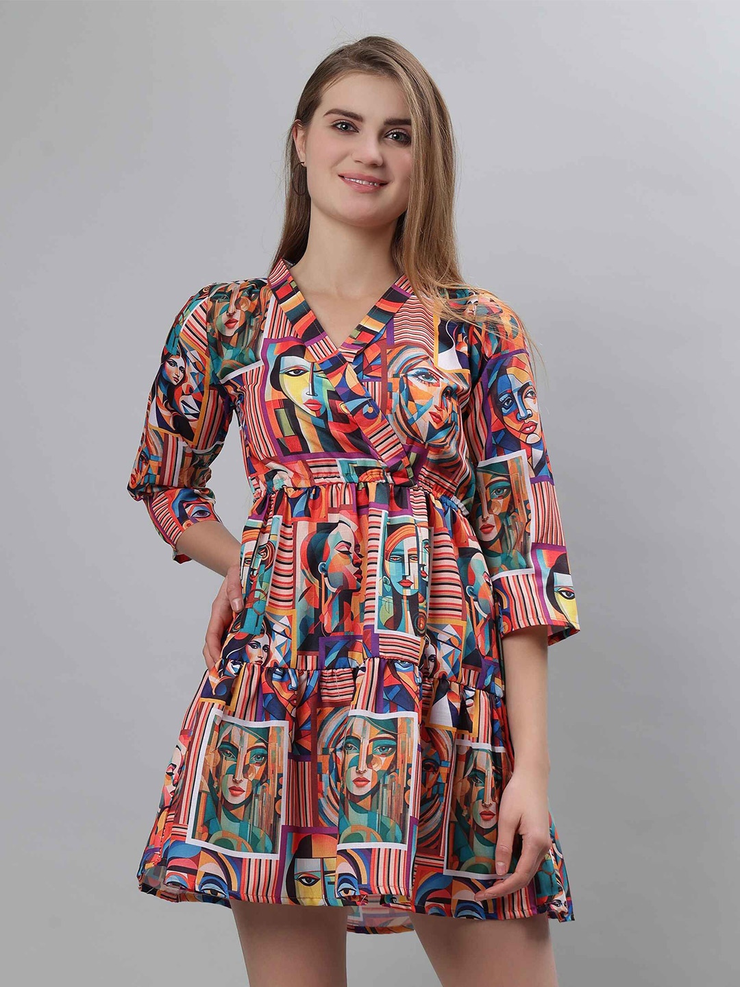 

ETRAANA Ethnic Motifs Print Fit & Flare Mini Dress, Multi
