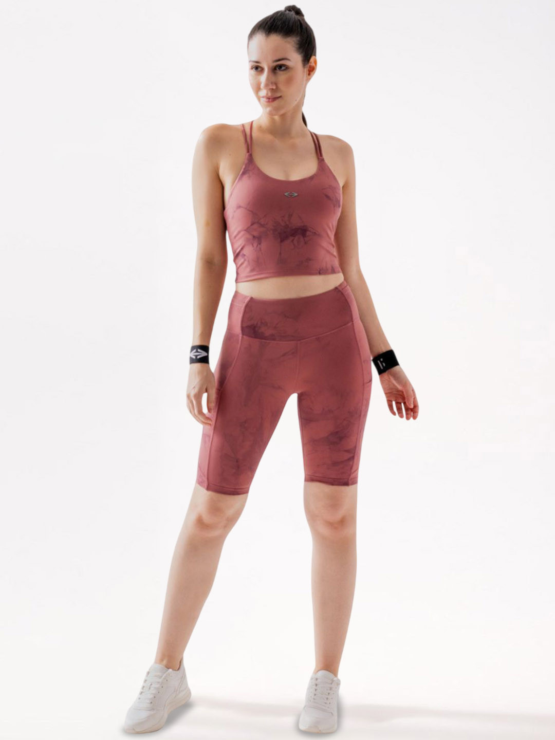 

STRCH Tie-Dye High Rise Above Knee Length Active Tights, Pink