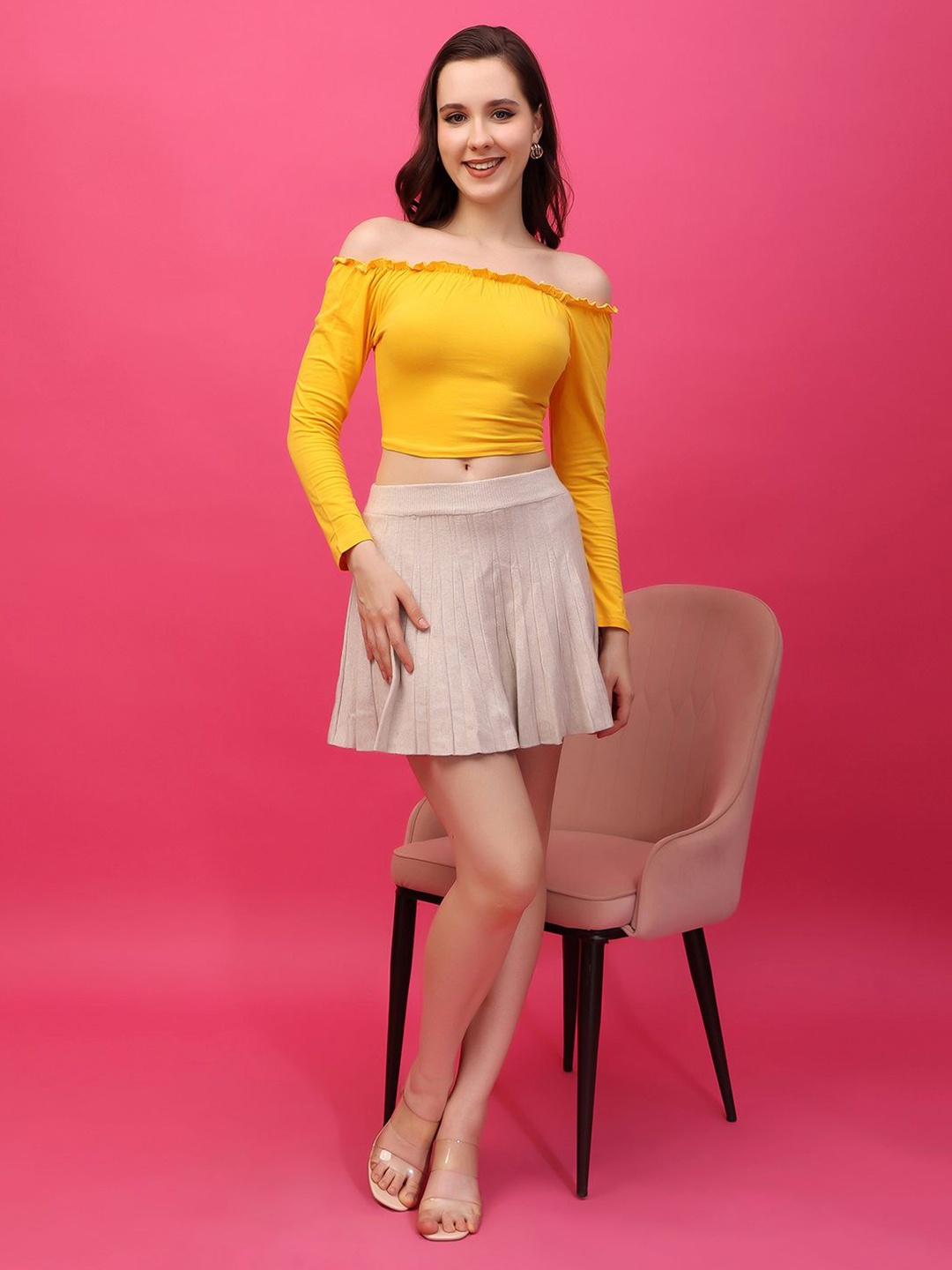 

Moda Rapido Off-Shoulder Cotton Bardot Crop Top, Yellow