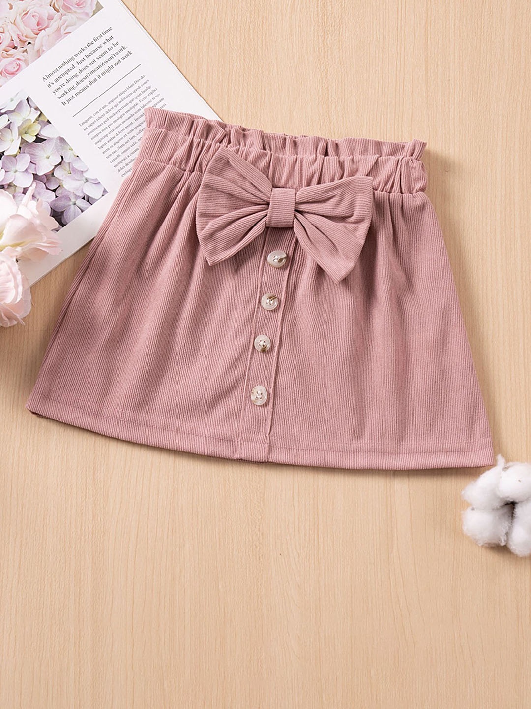 

LULU & SKY Girls A-Line Bow Applique Mini Skirts, Pink