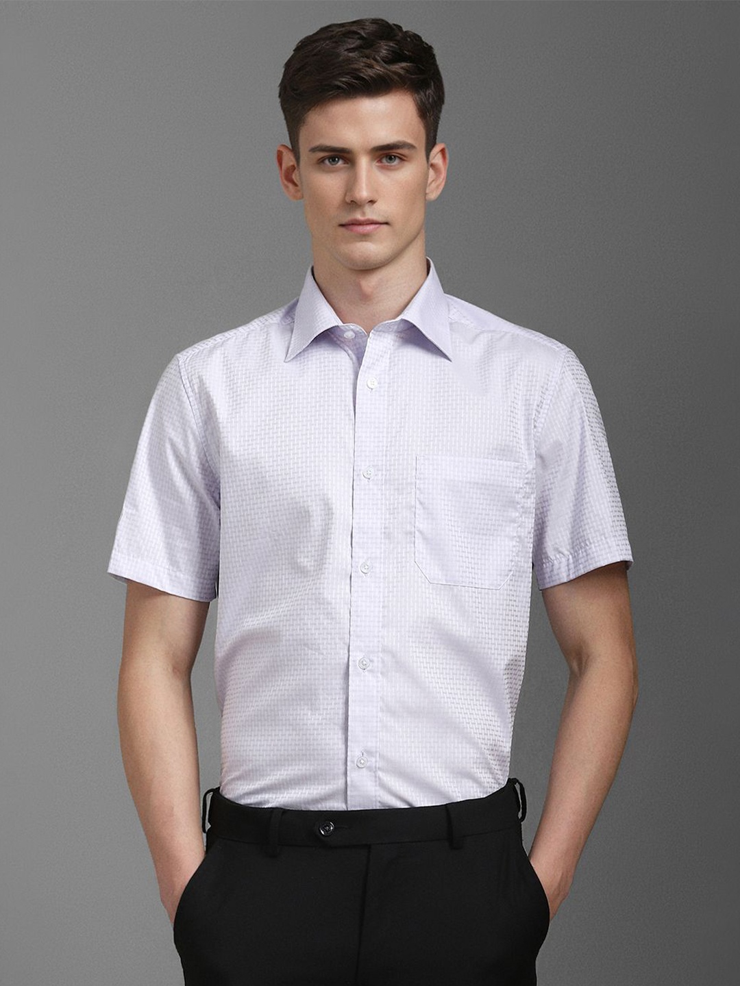 

Louis Philippe Men Opaque Printed Formal Shirt, White
