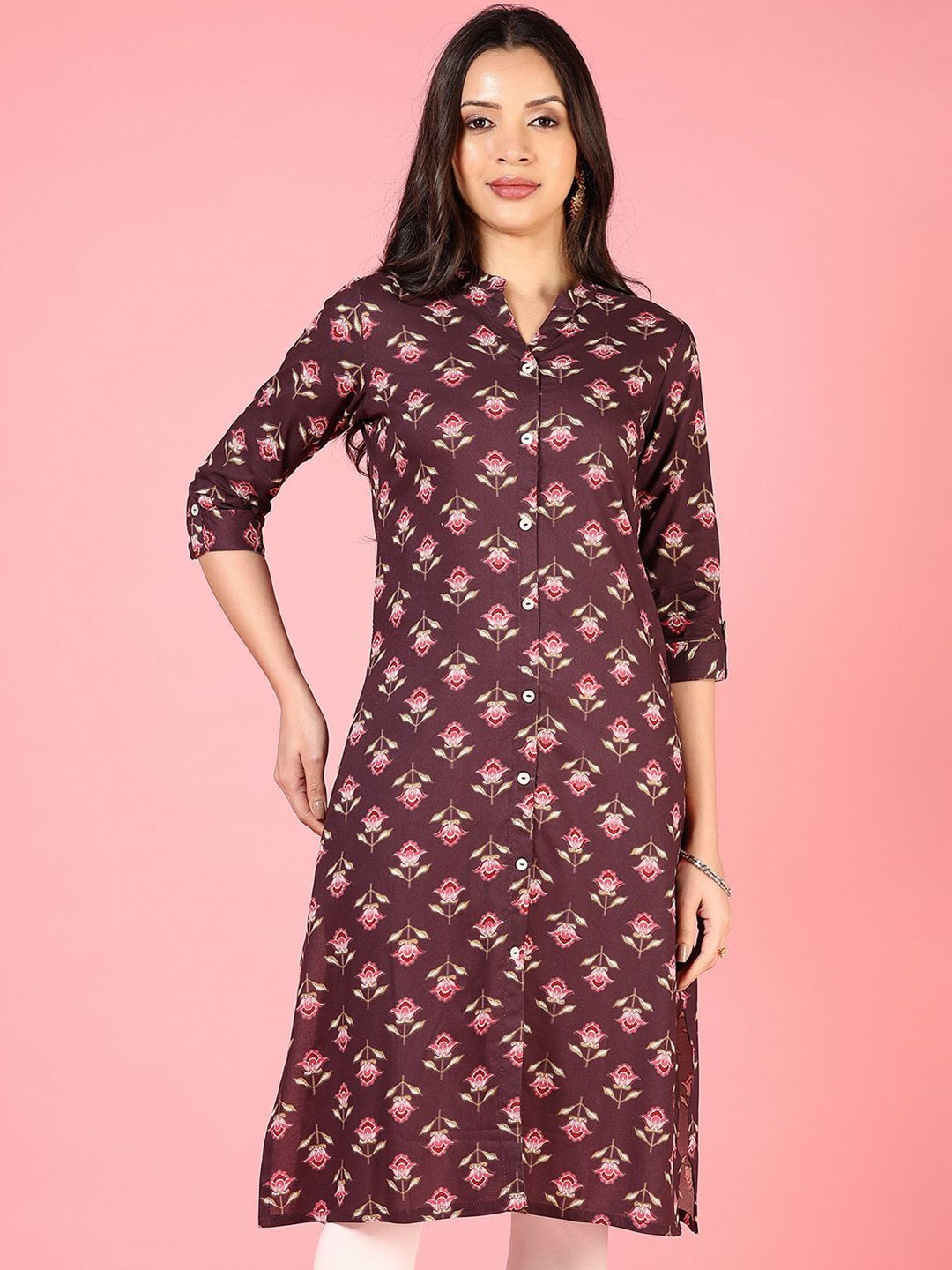 

V-Mart Women Geometric Printed Thread Work Kurta, Purple