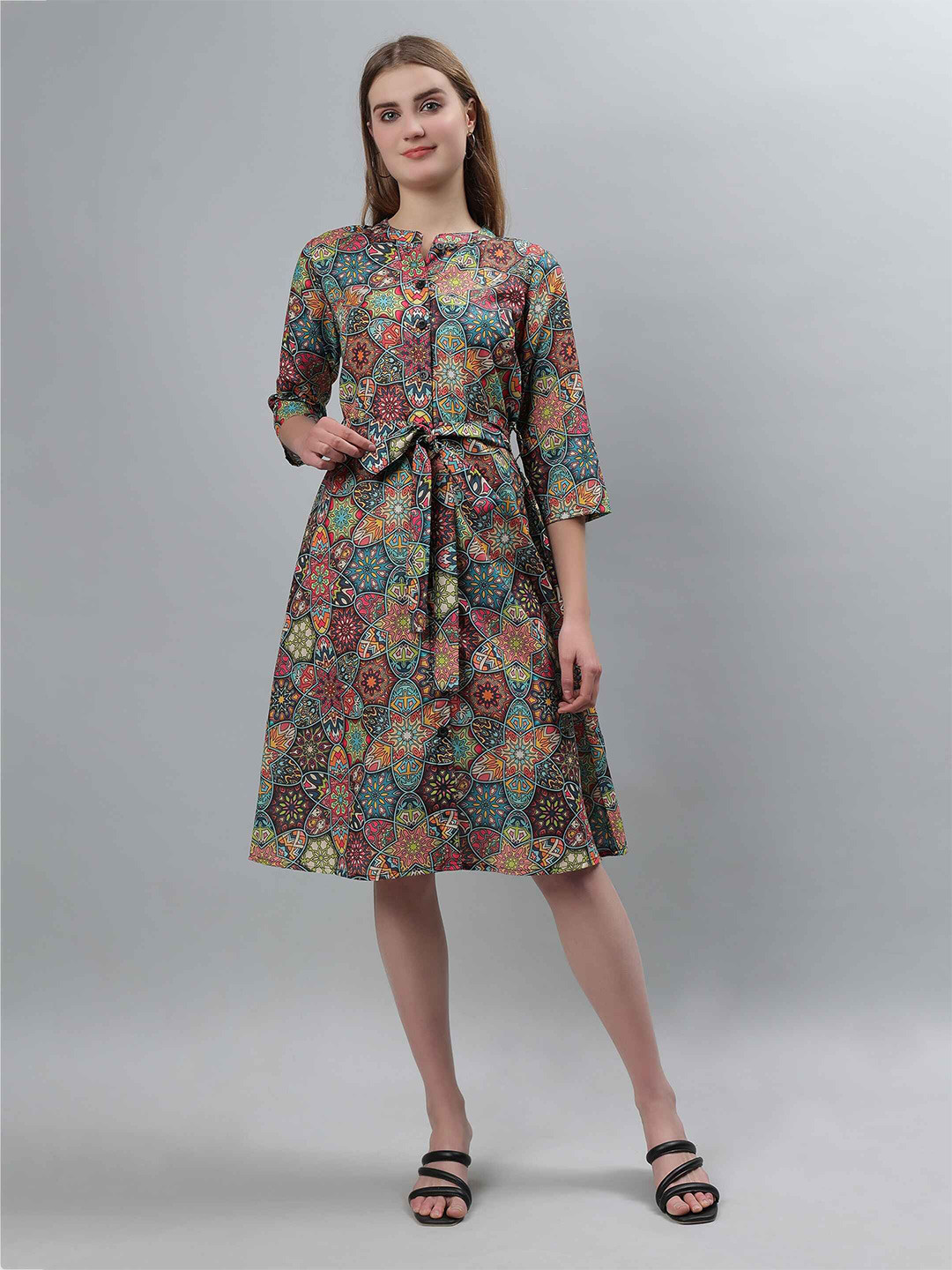

ETRAANA Floral Print A-Line Midi Dress, Multi