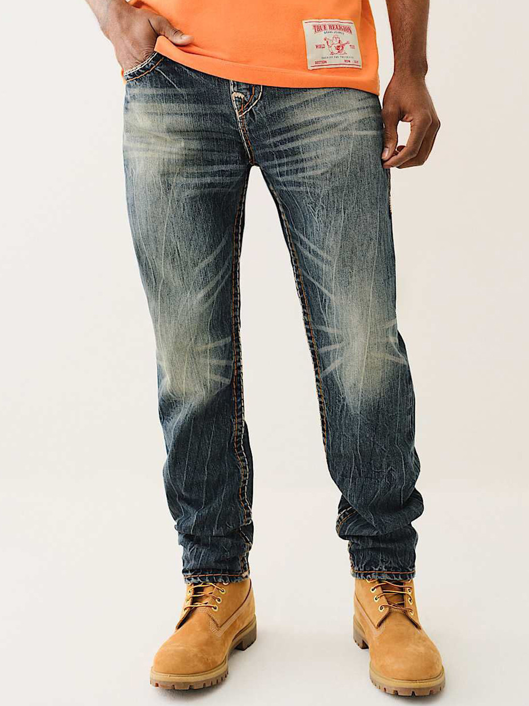 

True Religion Men Slim Fit Heavy Fade Jeans, Blue