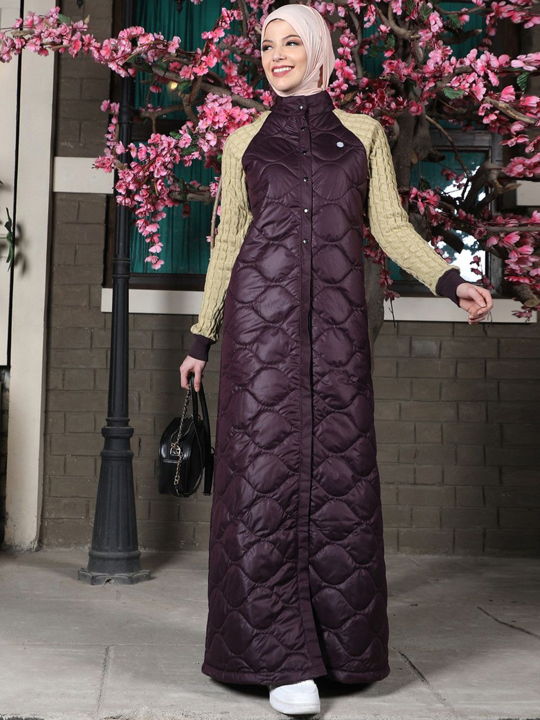 

IDH London Full Front Open Premium Winter Jilbab, Purple