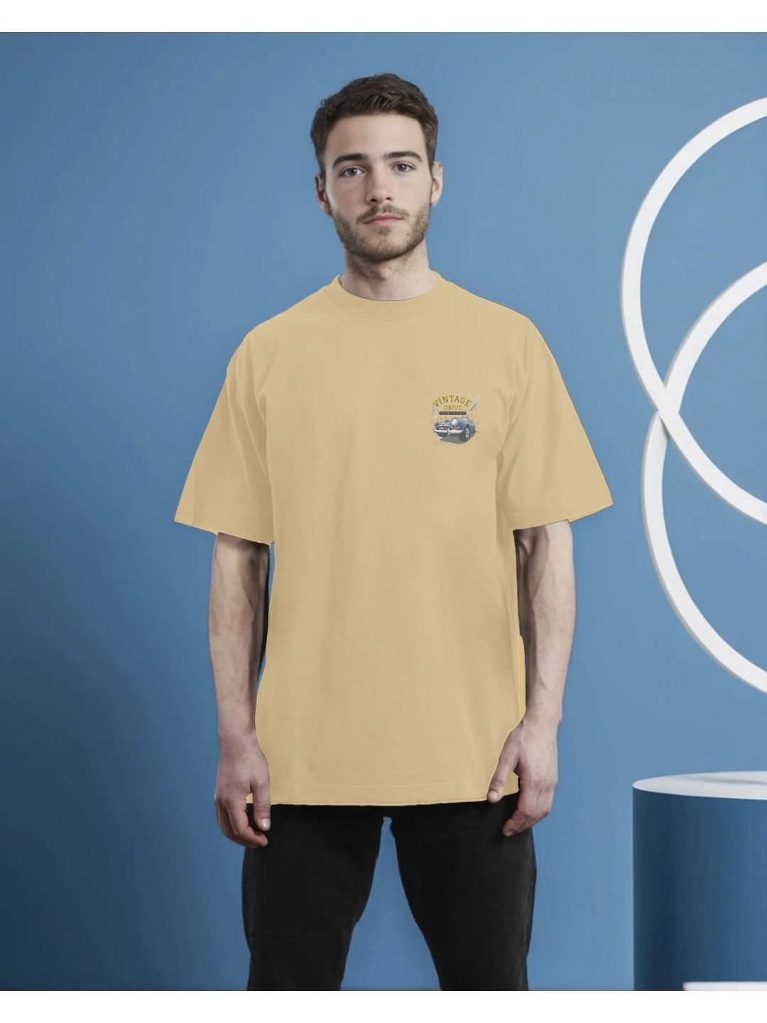 

Moda Rapido Men Printed Applique T-shirt, Skin