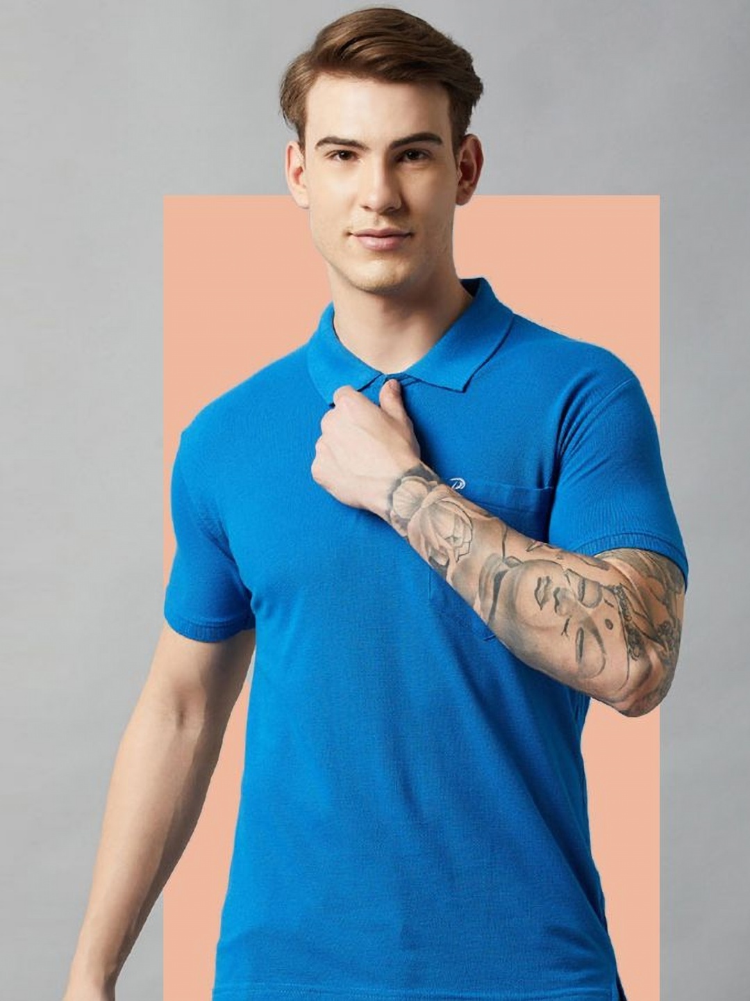 

Promount Men Polo Collar Pockets T-shirt, Blue