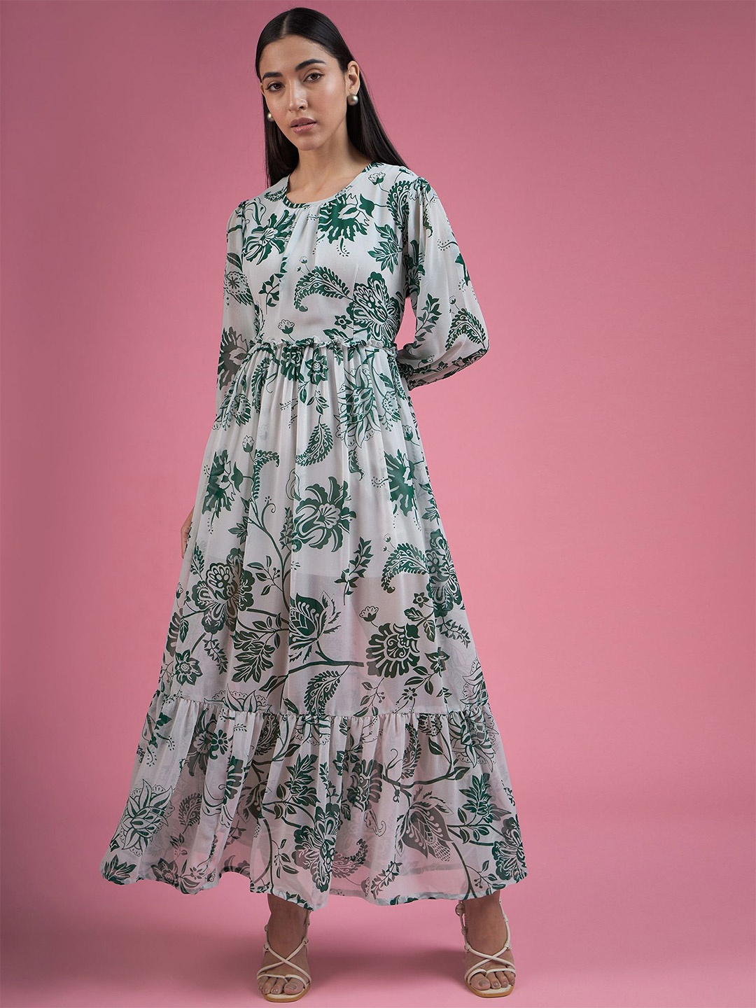 

all about you Floral Print Georgette Fit & Flare Maxi Dress, Multi