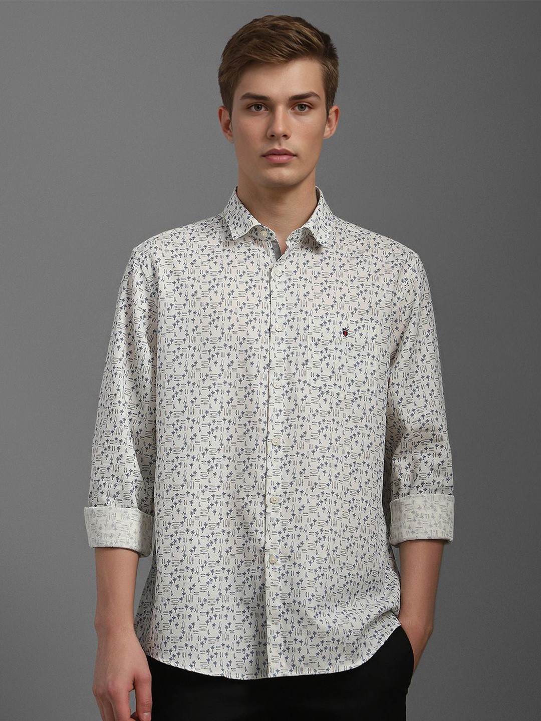 

Louis Philippe Sport Men Slim Fit Floral Opaque Printed Casual Shirt, White