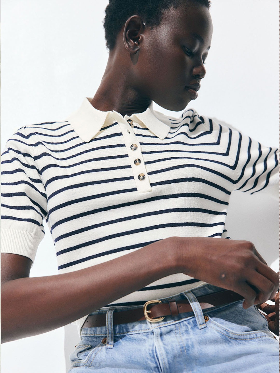 

H&M Fine-Knit Polo Shirt, White