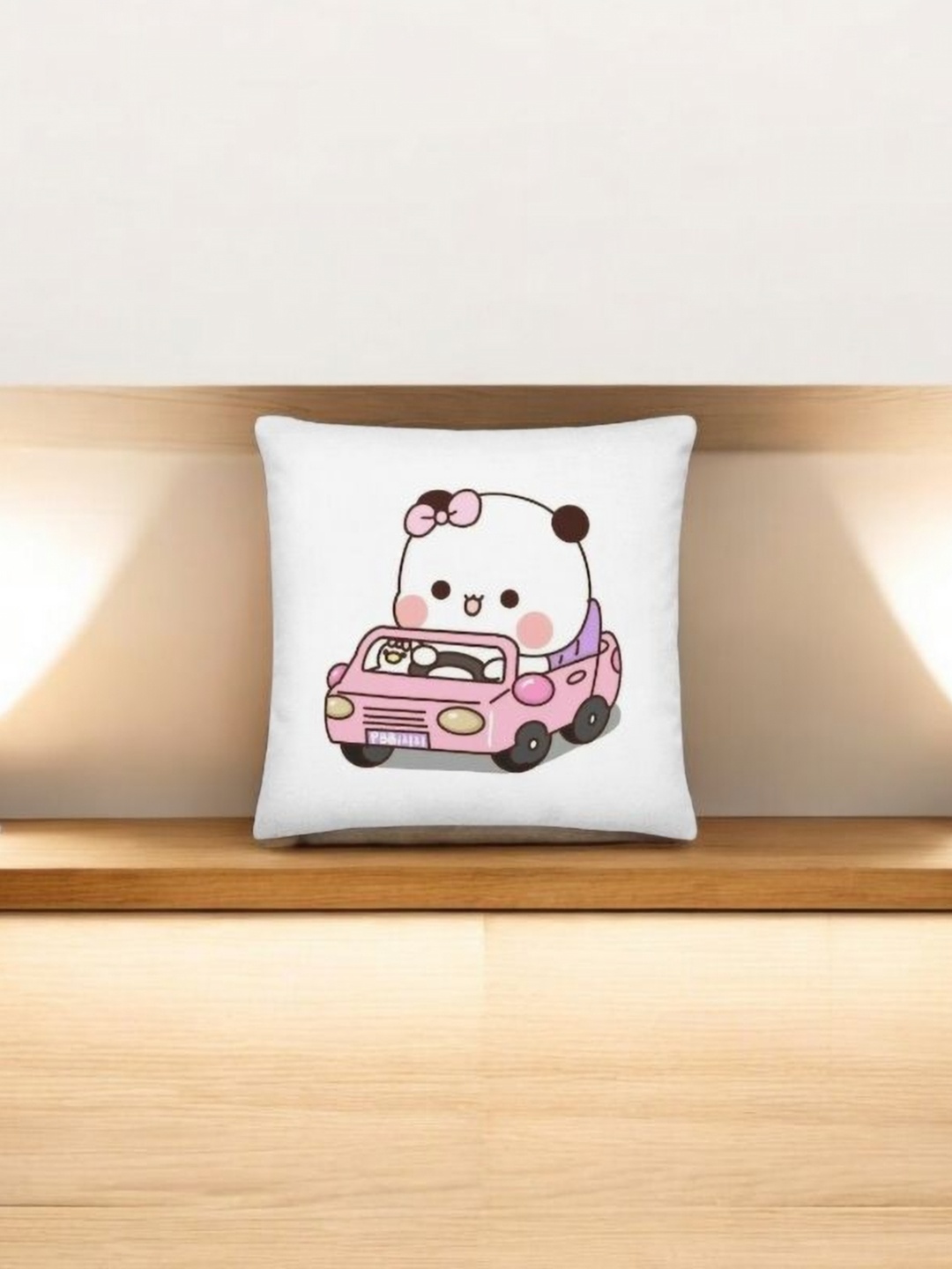

Anikmart White & Pink Printed Square Shaped Pre-Filled Cushion