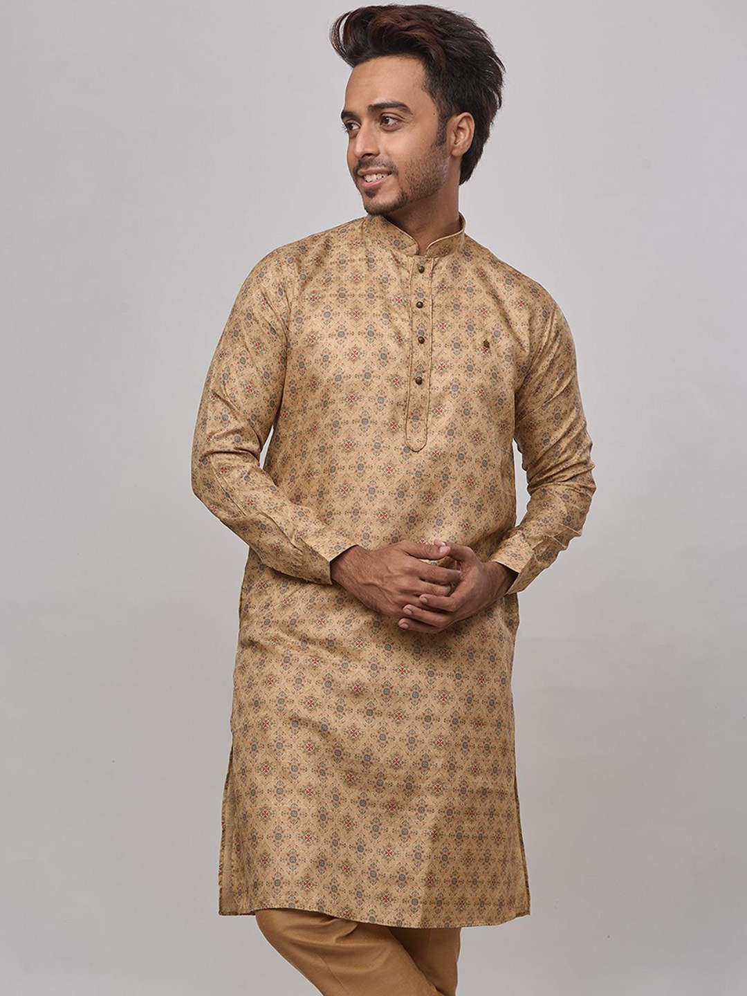 

KHAAS Men Ethnic Motifs Kurta, Gold