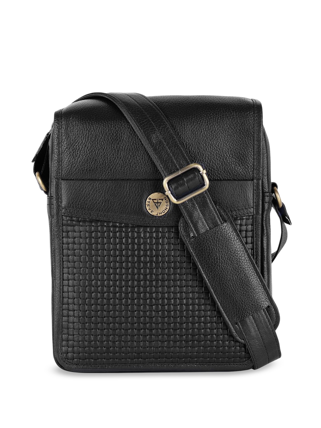 

Steve Jhonson Leather Structured Handheld Bag, Black