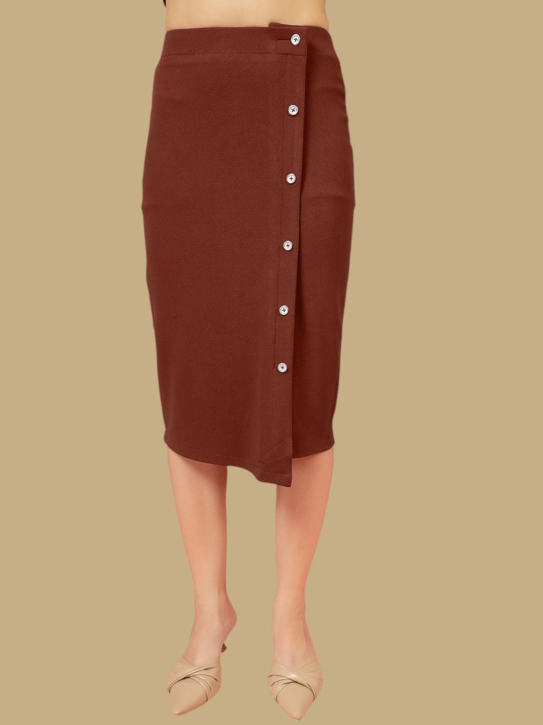 

Chemistry Pencil Midi Skirt, Brown