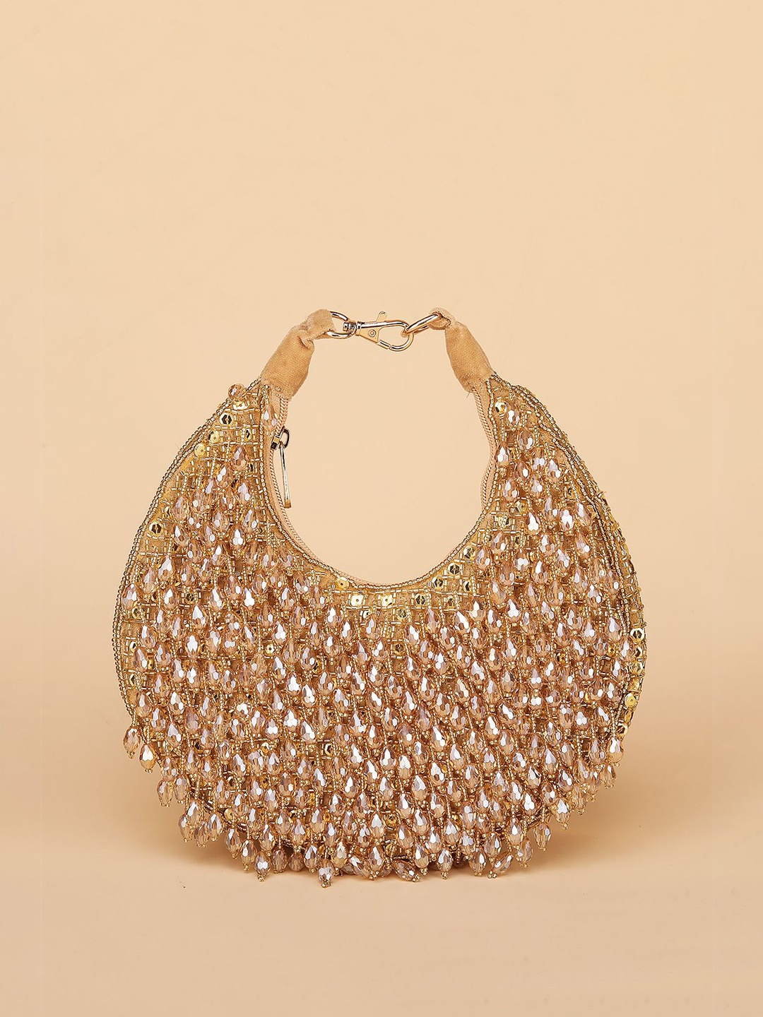 

Olive Suede Oversized Bucket Hobo Bag, Gold