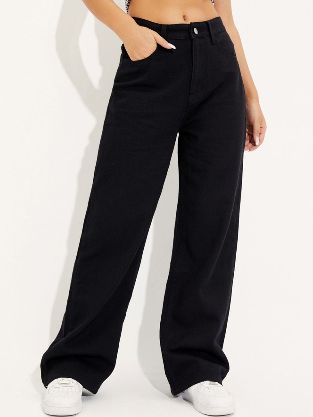 

KATECLO Women Relaxed Fit High-Rise Highly Distressed Jeans, Black