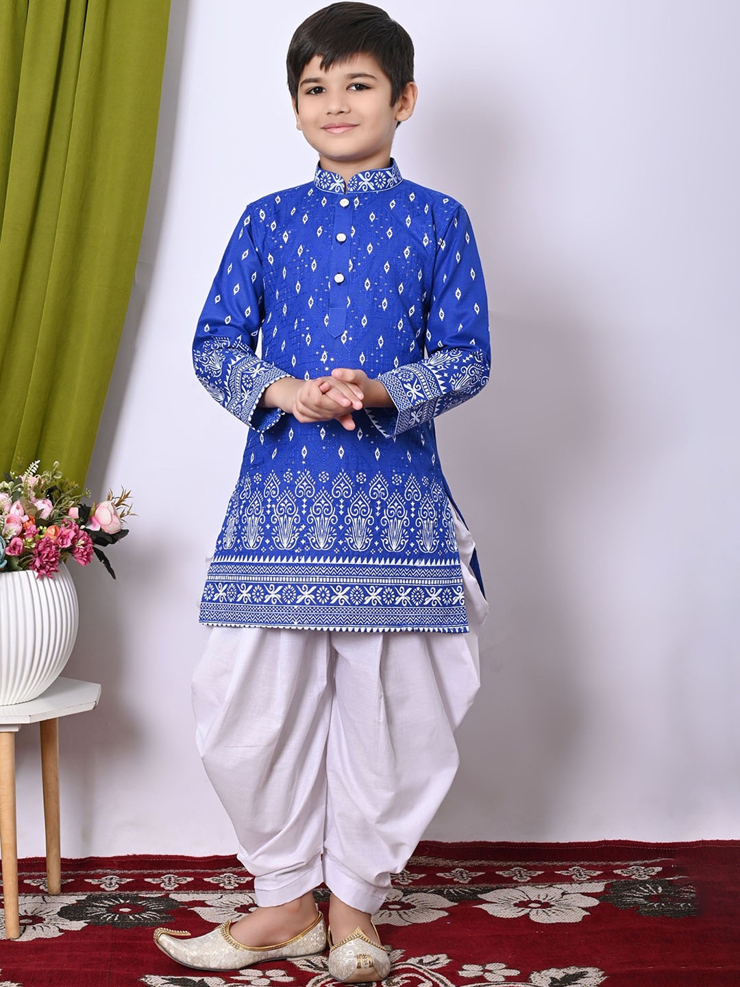 

Cae Boys Embroidered Regular Sequinned Kurta with Patiala, Blue