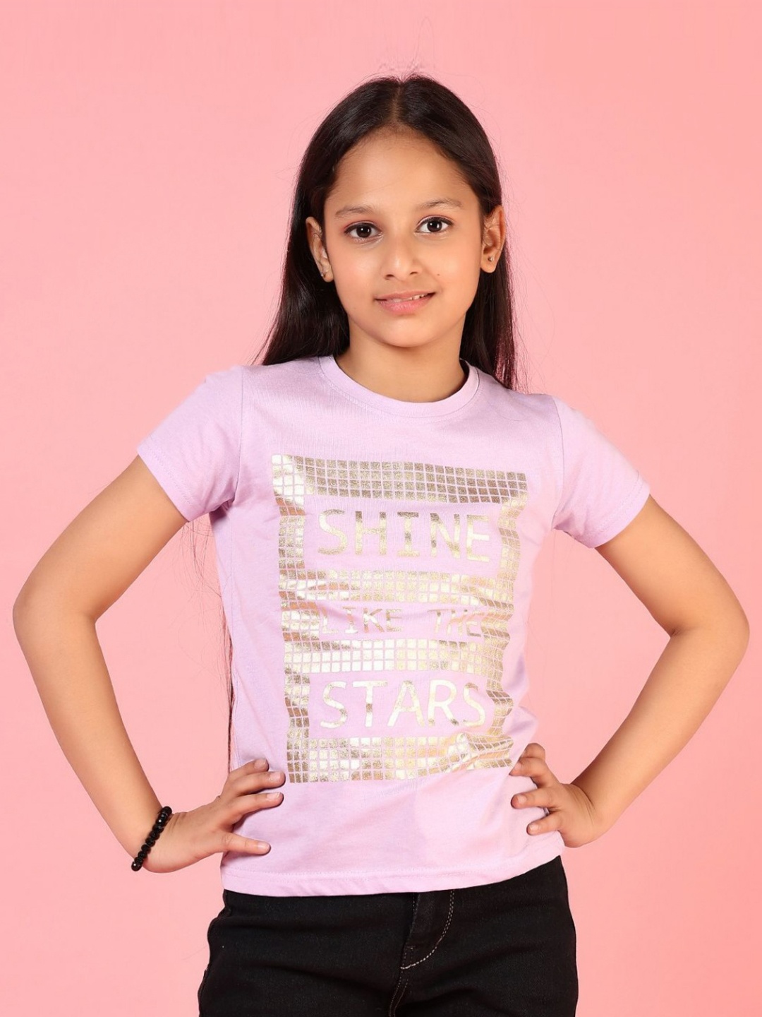 

V-Mart Girls Floral Printed Raw Edge T-shirt, Lavender