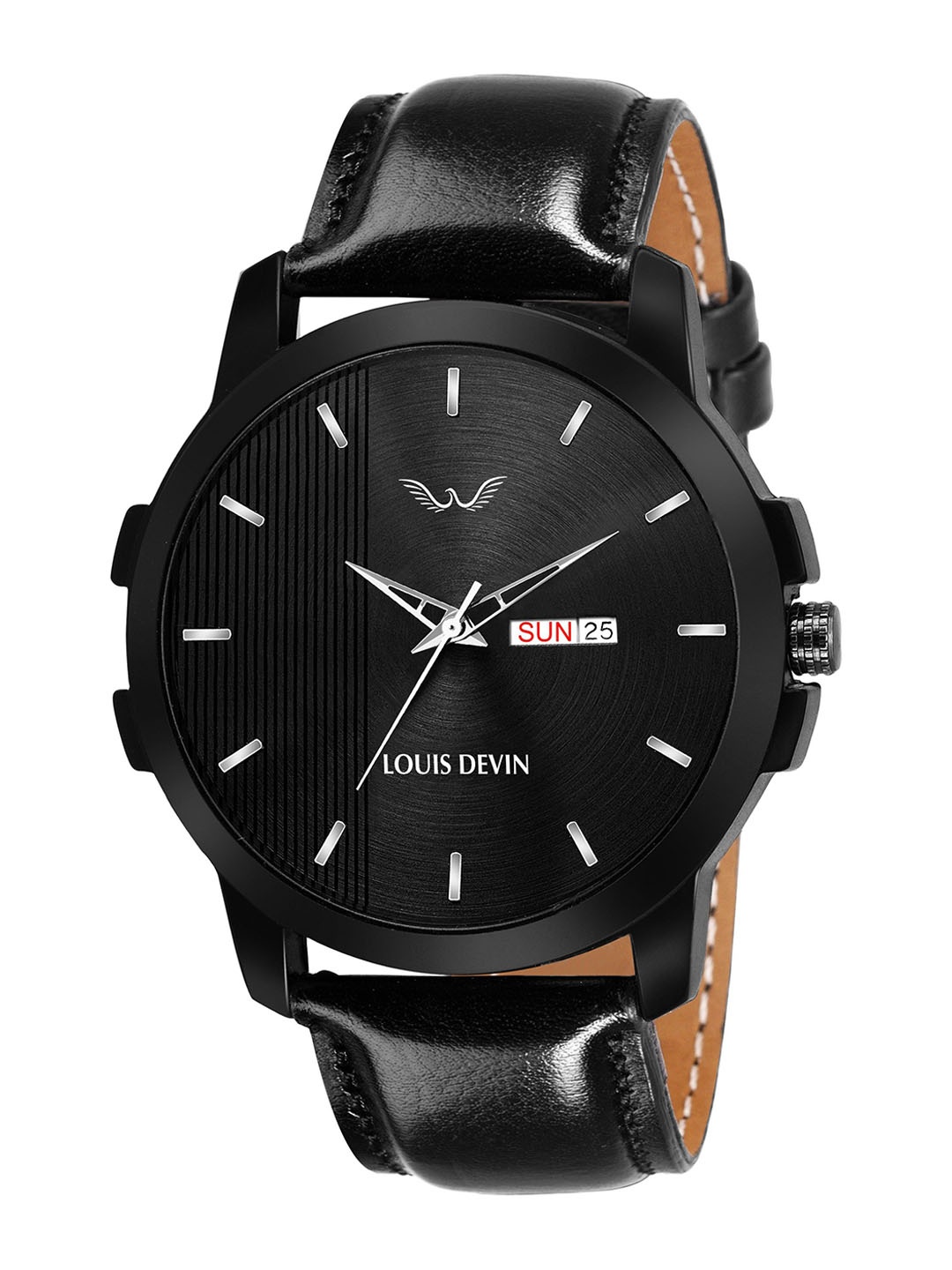 

LOUIS DEVIN Men Brass Embellished Dial & Straps Analogue Watch LD-BK080-BLK, Black