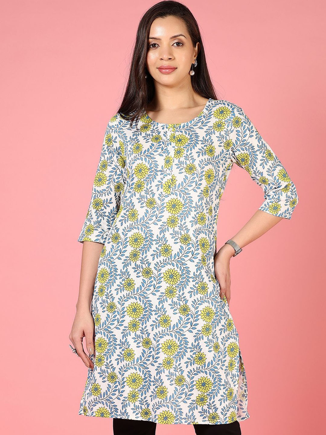 

V-Mart Women Floral Printed Kurta, White
