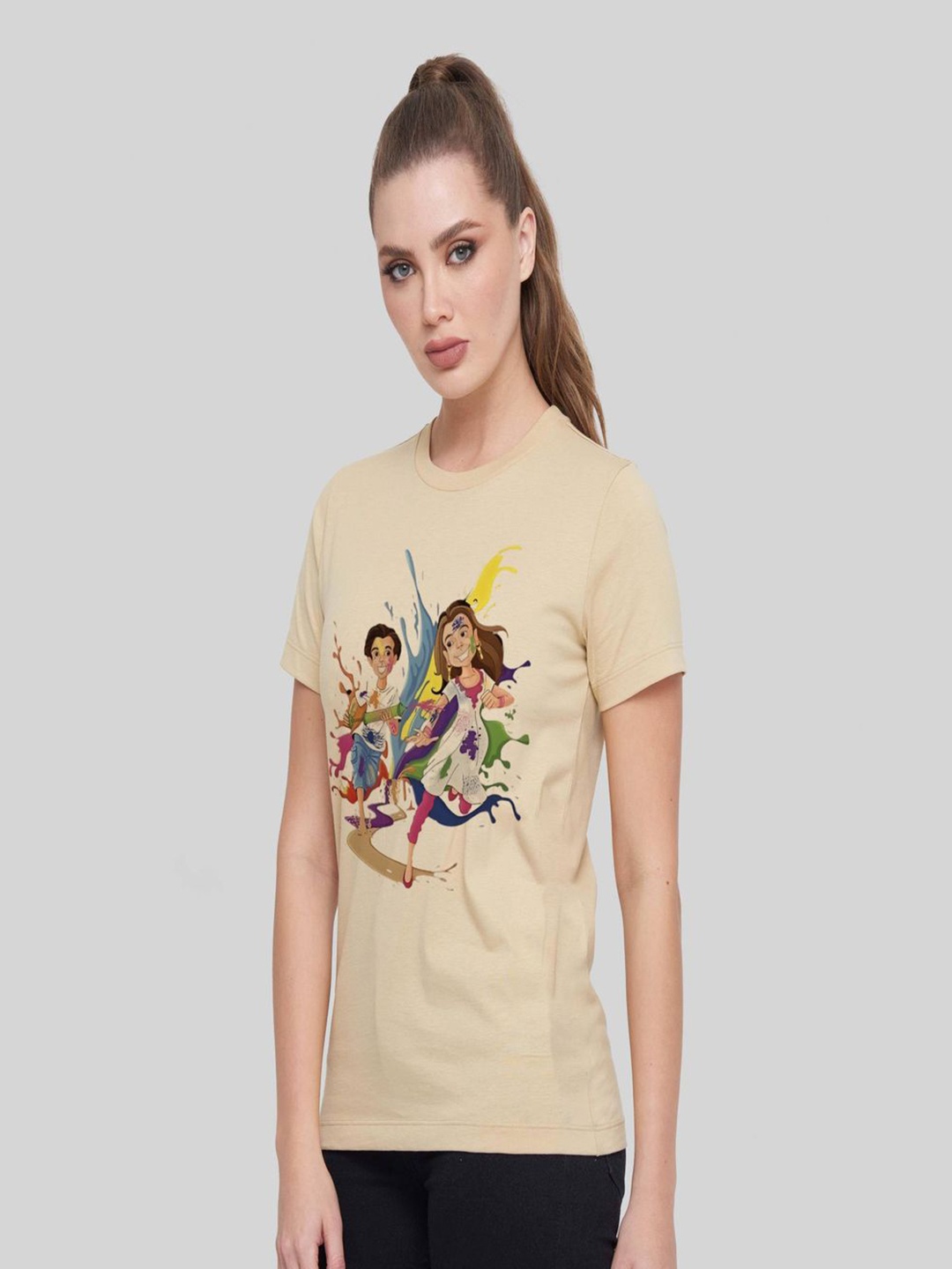 

Shiv traders collection Women Printed T-shirt, Yellow