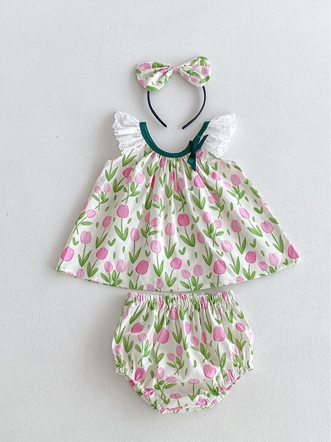 

LULU & SKY Girls Printed Top with Shorts, Green