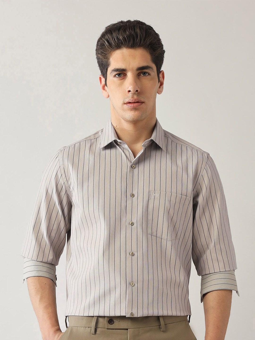 

Arrow Men Classic Opaque Striped Formal Shirt, Brown