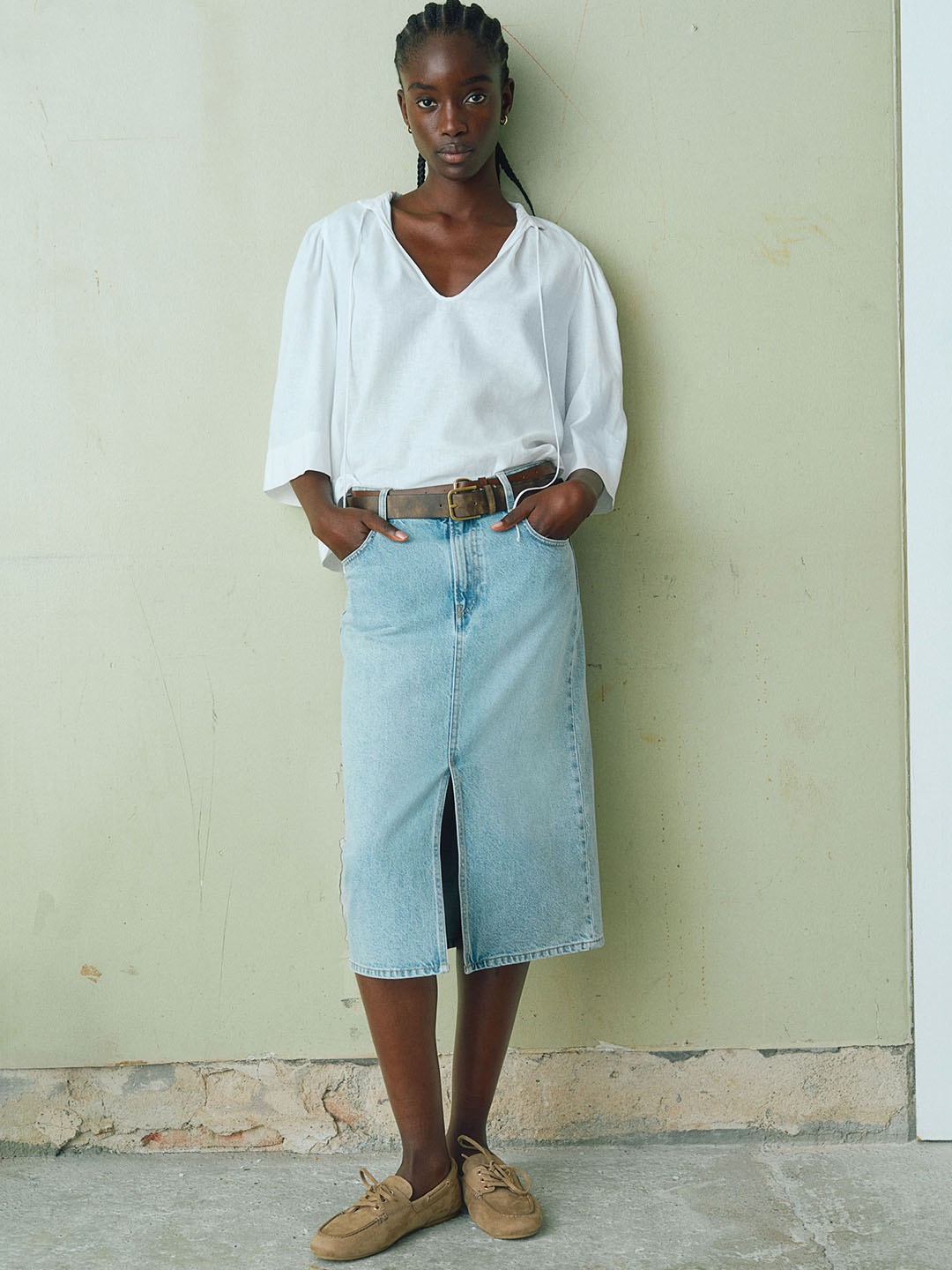 

H&M Linen-Blend Blouse, White