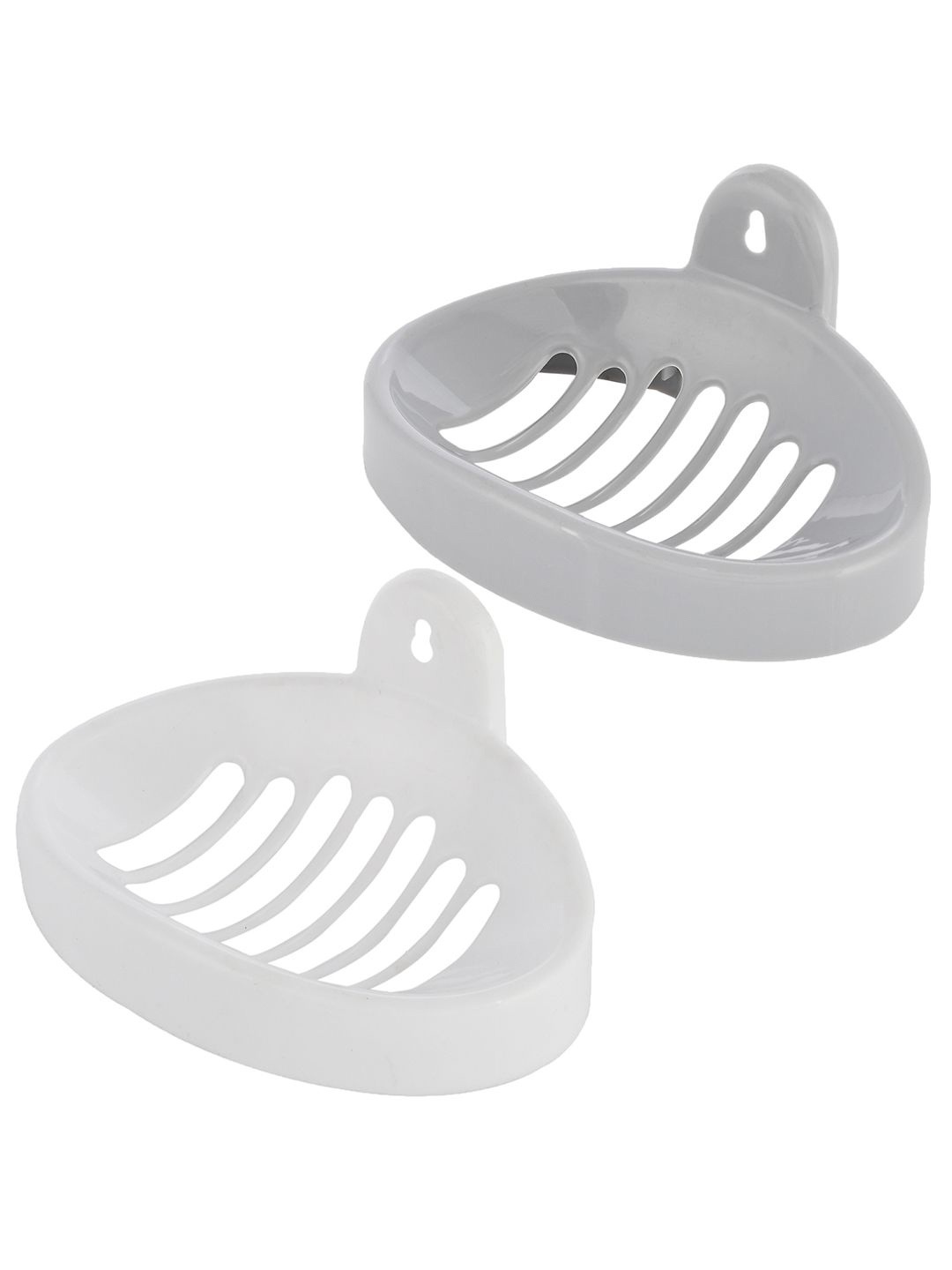 

Kuber Industries Silver-Toned & White 2 piece Solid Plastic Soap Dish