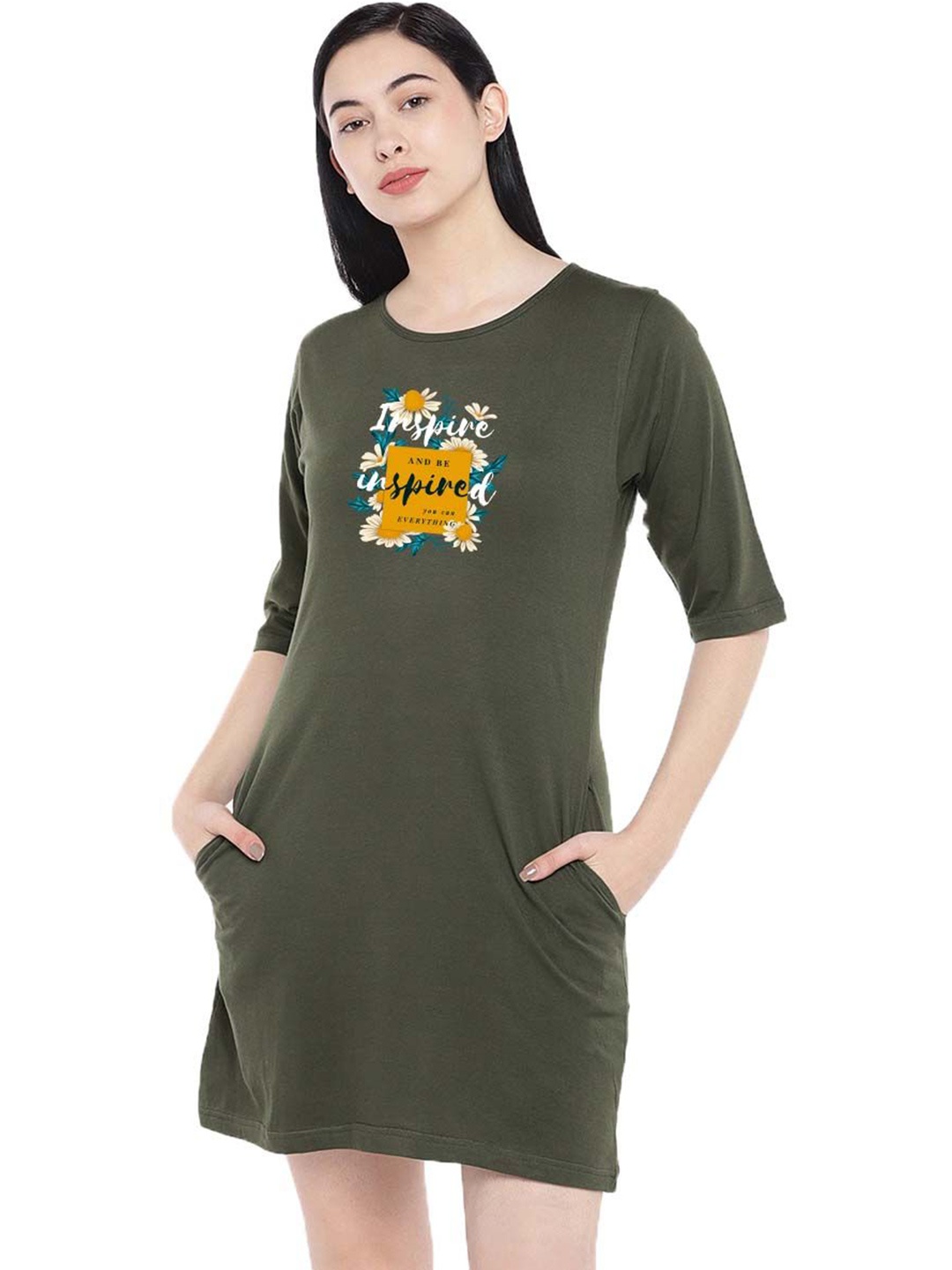 

Moda Rapido Print T-shirt Dress, Green
