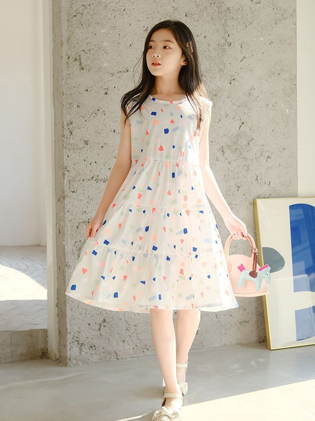 

LULU & SKY Floral Print A-Line Dress, White