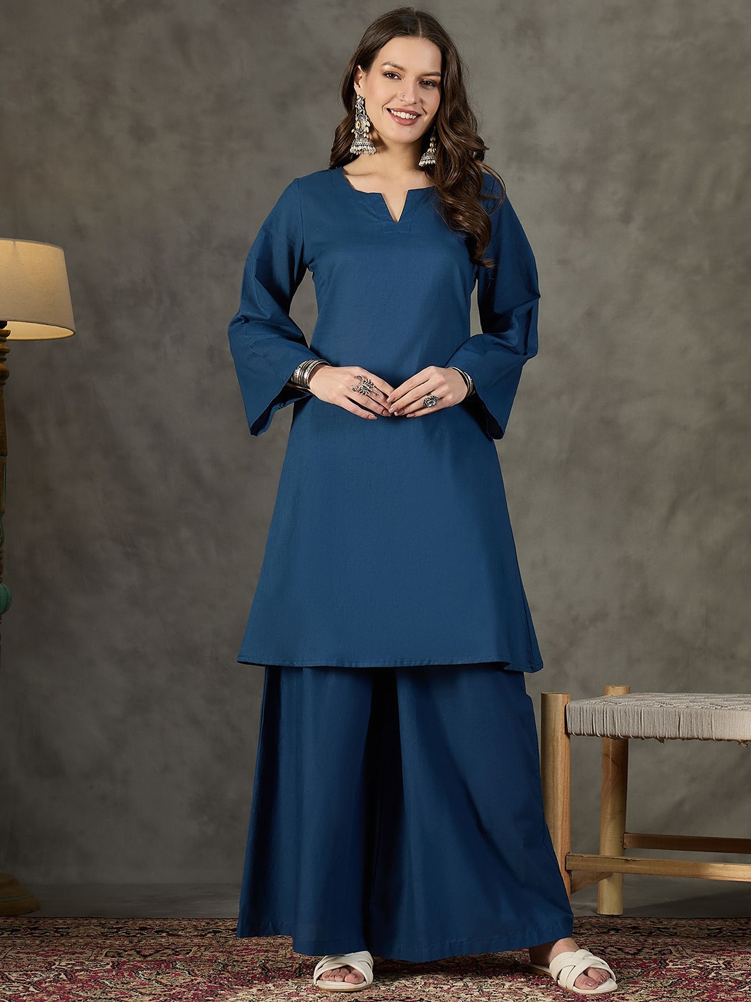 

InWeave Women Regular Kurta with Palazzos, Blue