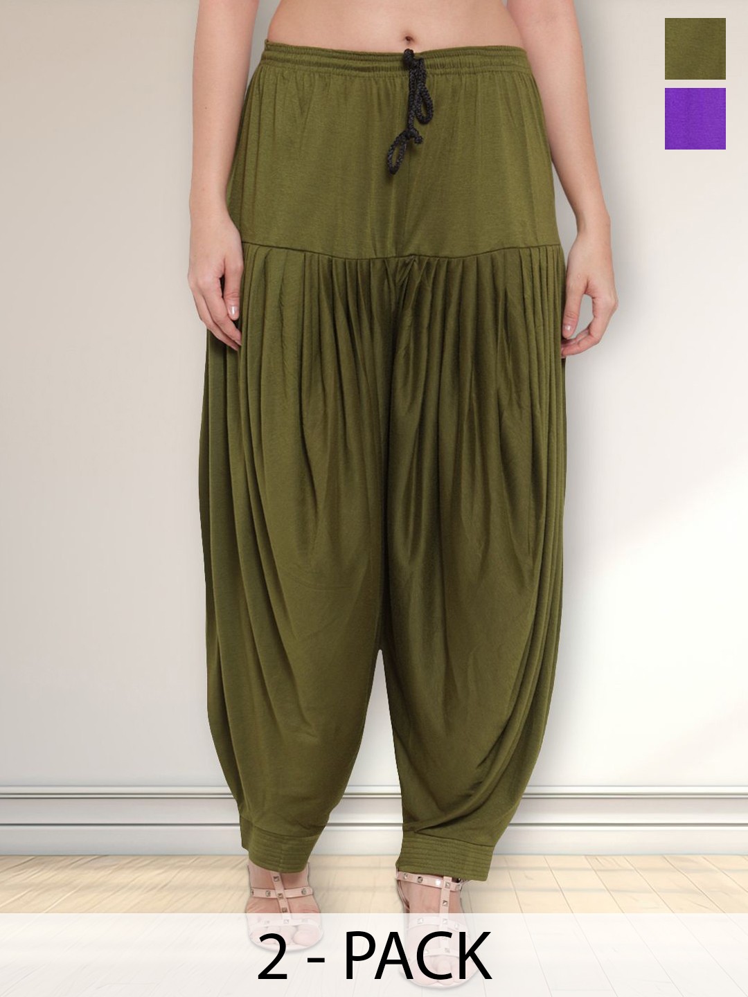 

Jinfo Pack Of 2 Loose Fit Mid-Rise Patiala, Purple