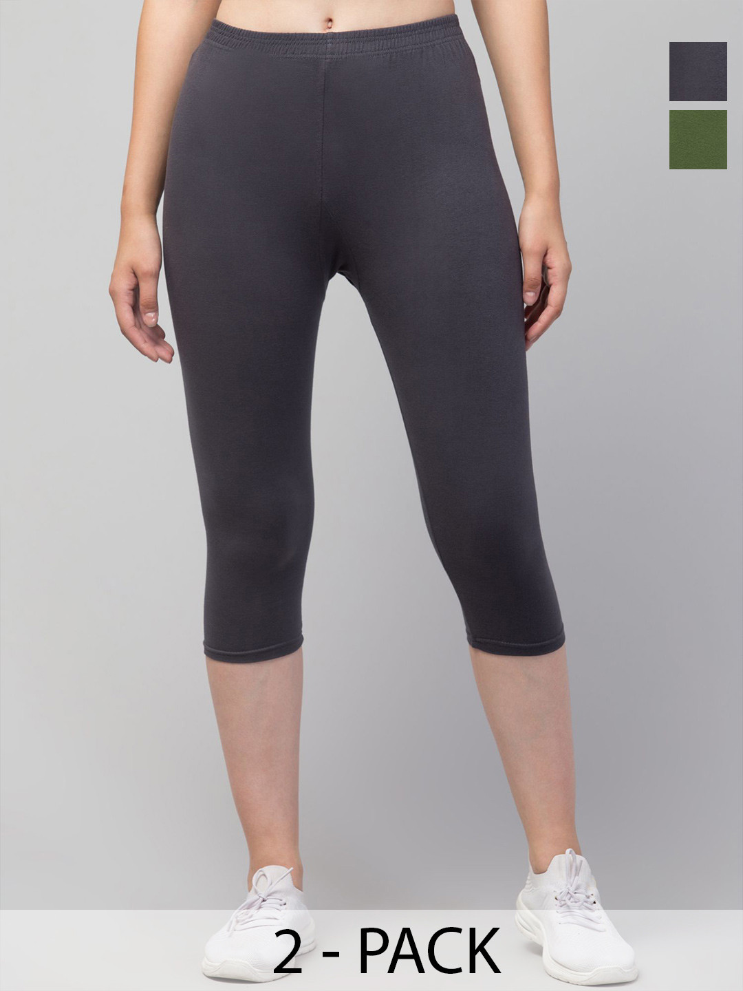 

UllasPemium Women Skinny Fit Capris, Green