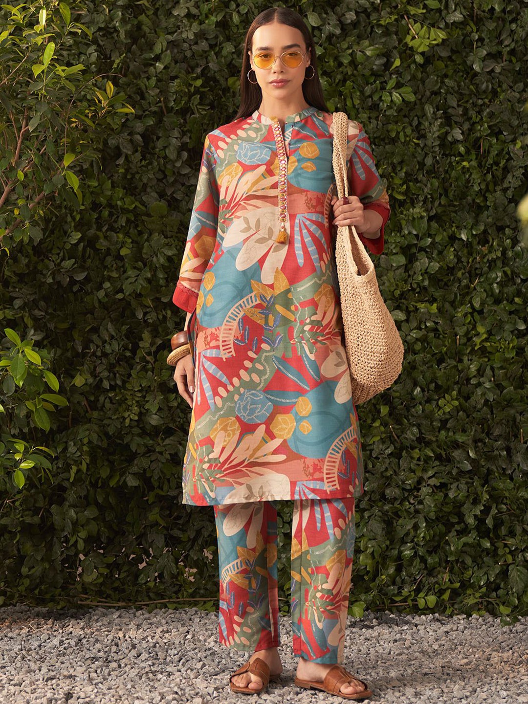 

Lakshita Women Red Printed Muslin Co-Ords