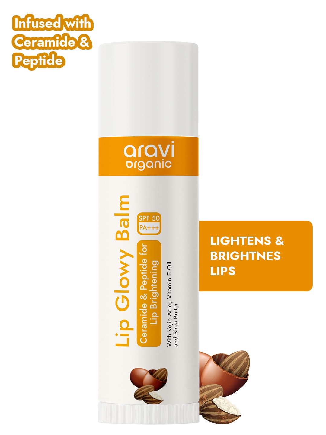 

Aravi Organic Glowy Ceramide Lip Balm With SPF 50 - 5g, Yellow