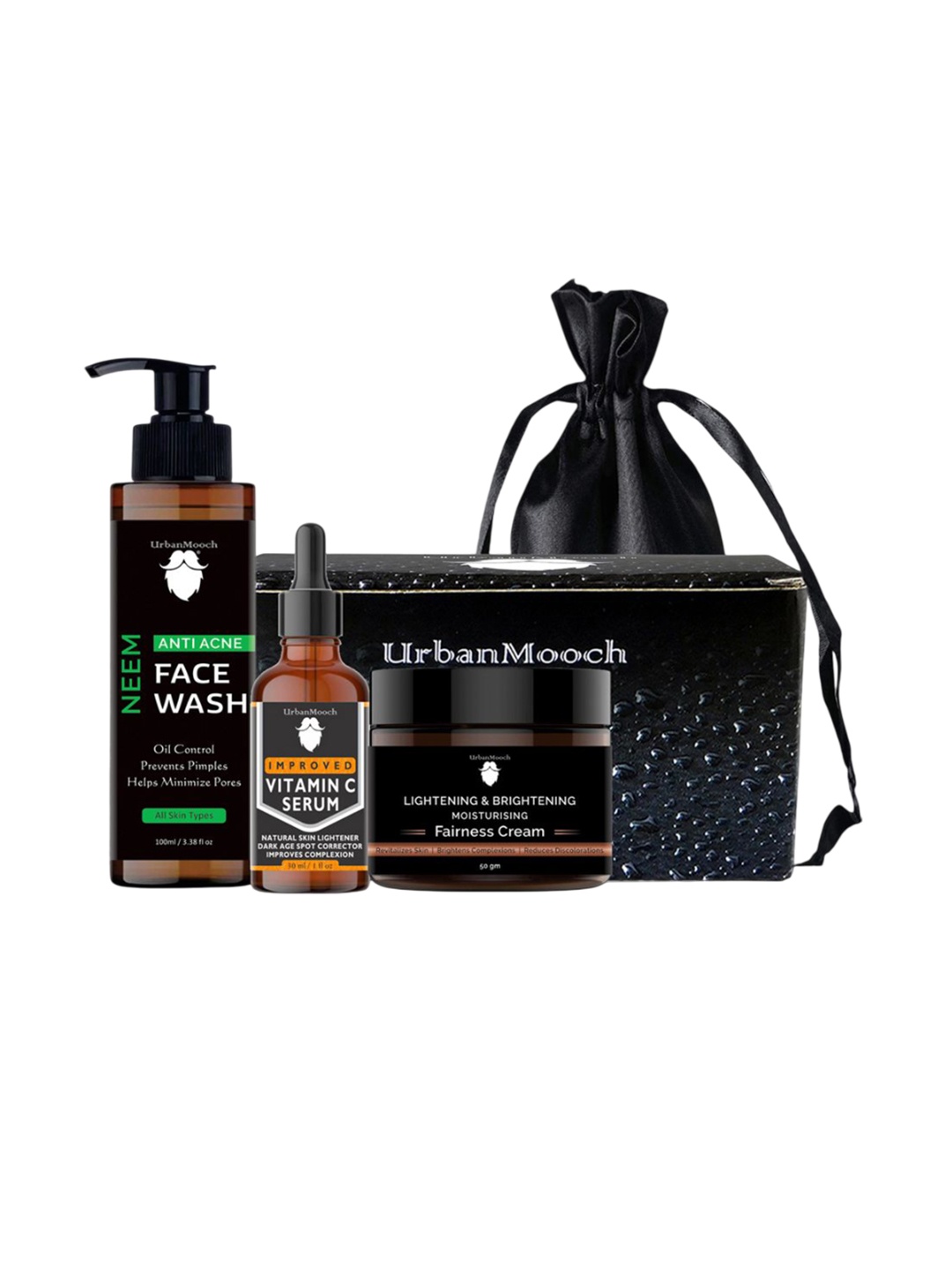 

UrbanMooch Set Of 3 Men Anti Acne Face Wash- 100 ml- Serum- 30 ml & Fairness Cream-50 g, White