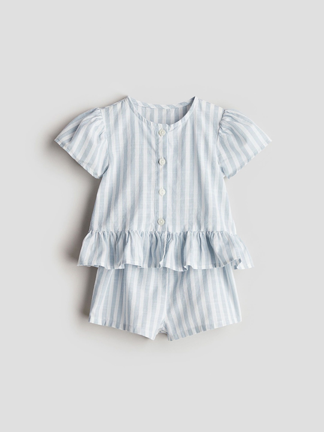 

H&M 2-Piece Blouse And Shorts Set, Blue