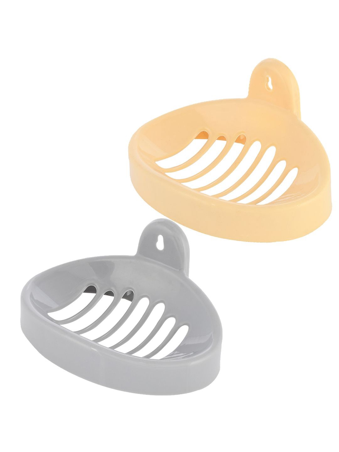 

Kuber Industries Cream-Coloured & Silver-Toned 2 piece Solid Plastic Soap Dish